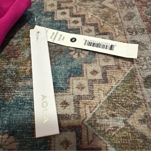 NWT AQUA• Pink Scuba Ruffled One-Shoulder Flounce Sheath Dress XS NEW $88 - Picture 7 of 9